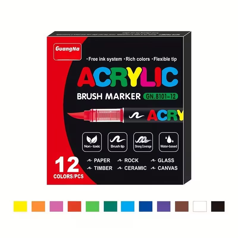 12-Piece Colored Brush Markers