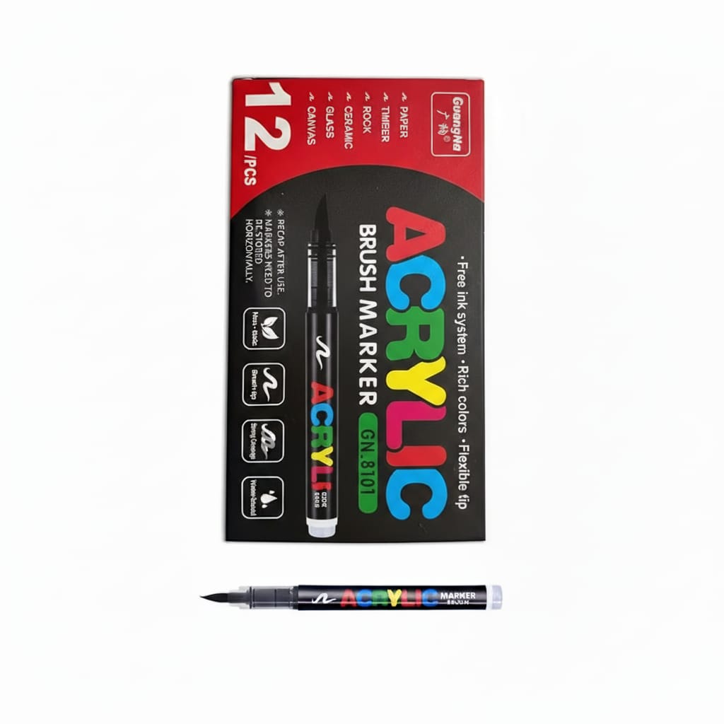12-Piece black Brush Markers