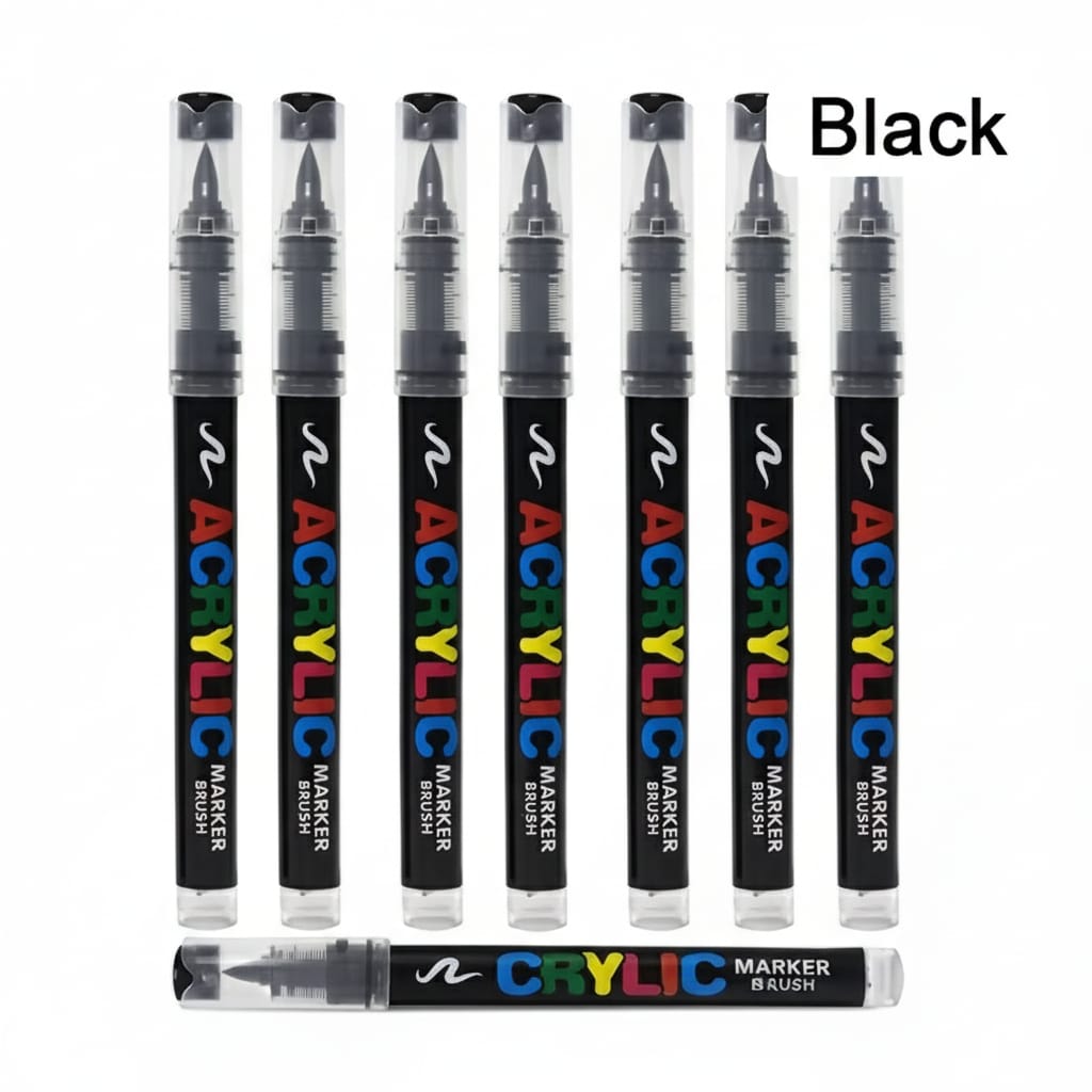 12-Piece black Brush Markers